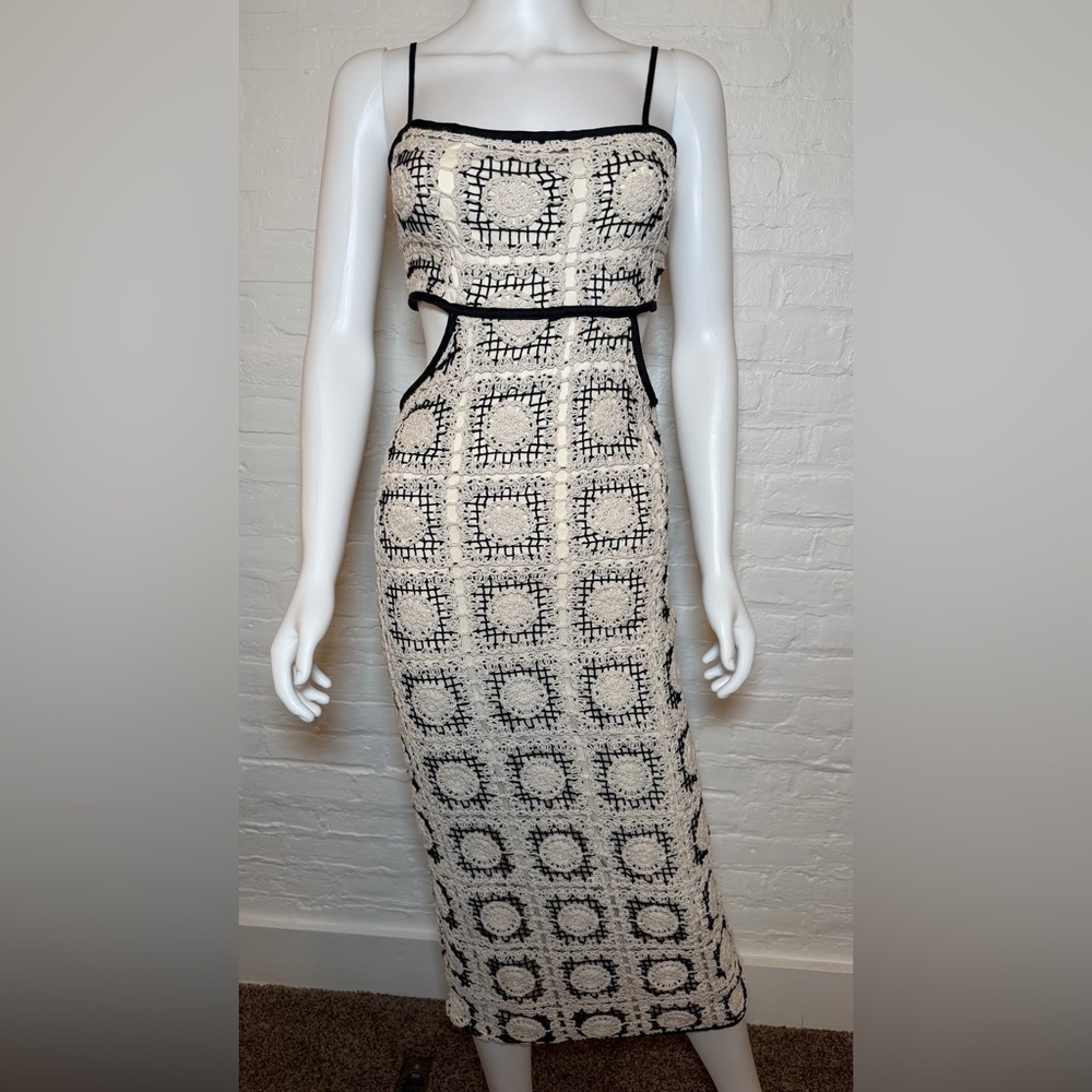 Elegant Black and White Crochet Dress